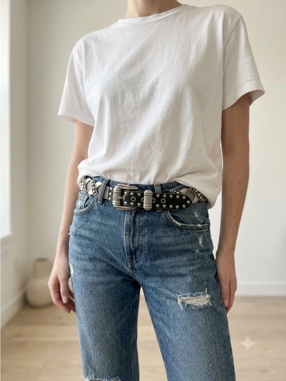 Vintage Y2K Black & Silver Chunky Metal Mesh Belt - Medium / Large - Picture 1 of 3